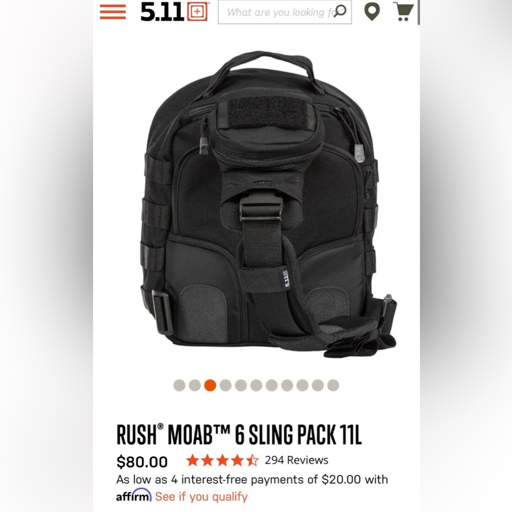 511 tactical conceal Carey RUSH MOAB 6 SLING PACK 11L DETAILS